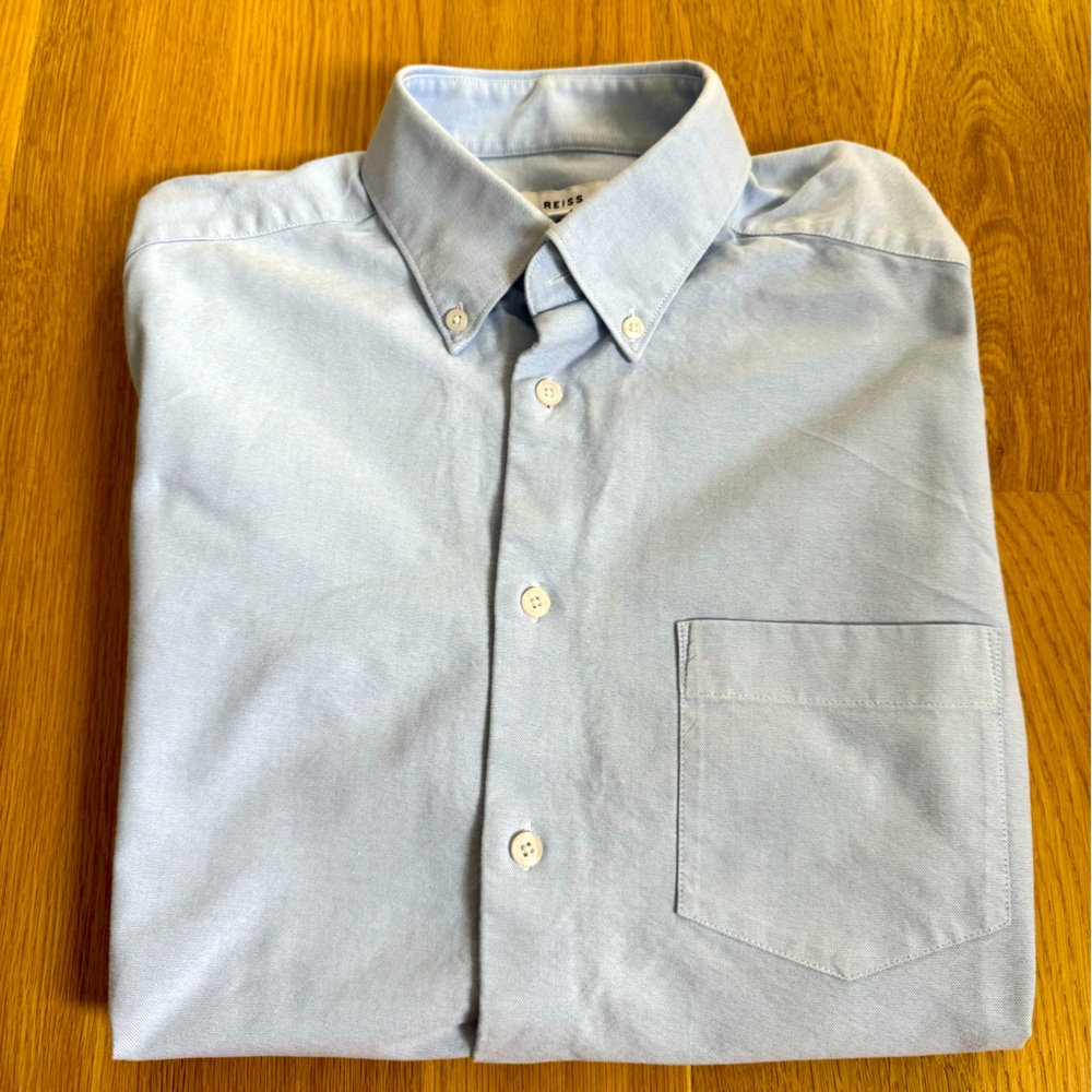 Reiss Blue Men’s Greenwich Oxford Slim Fit Shirt - Medium M Long Sleeve